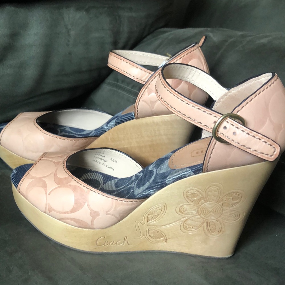 Coach peep toe wedges